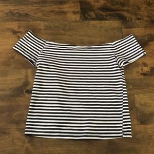 Pacsun off the shoulder striped crop top
